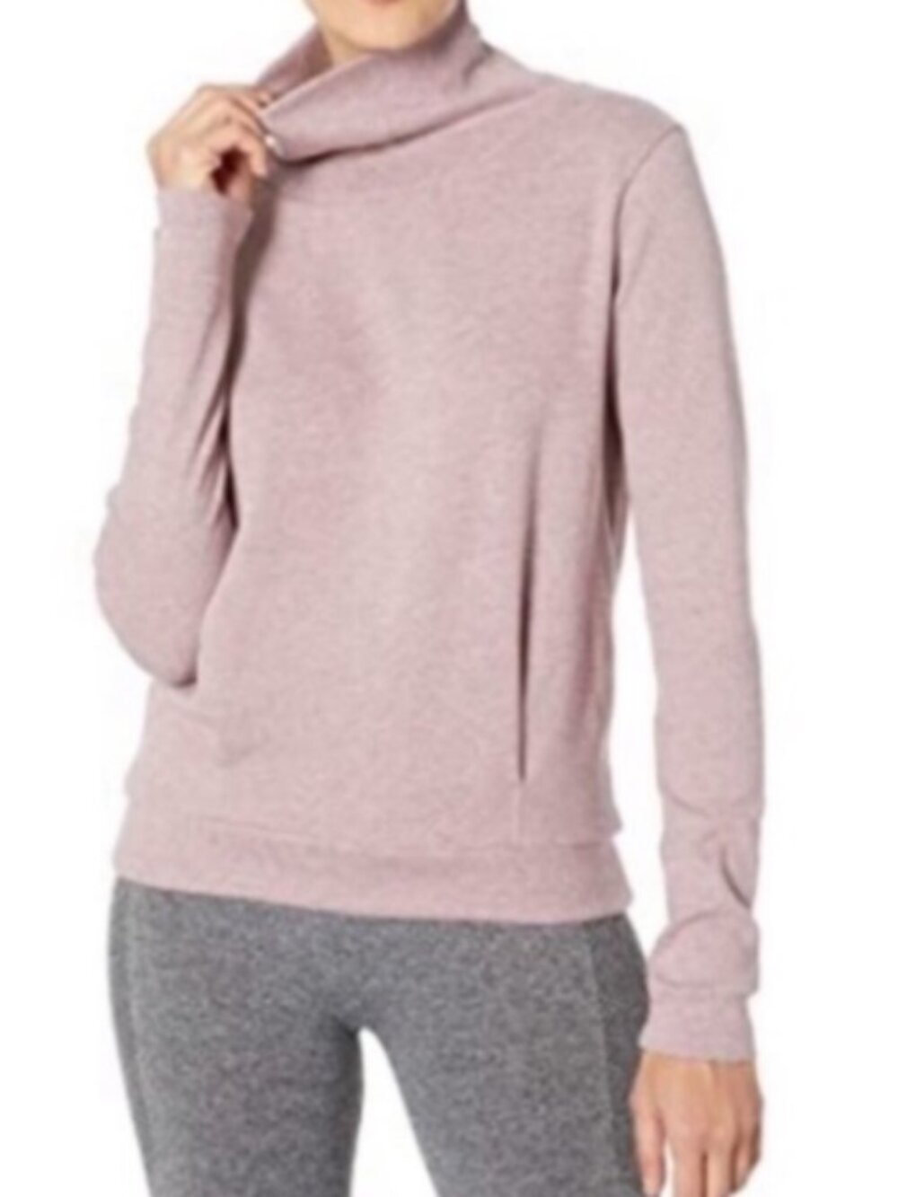 Alo Yoga Clarity Turtleneck, Long Sleeve, Heather Mauve - Womens Small